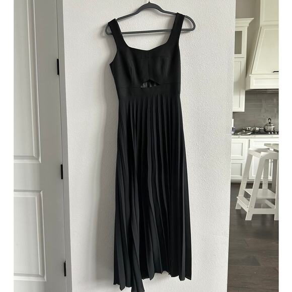 Karen Millen Compact Stretch Contrast Midi Pleat Dress - Picture 1 of 7